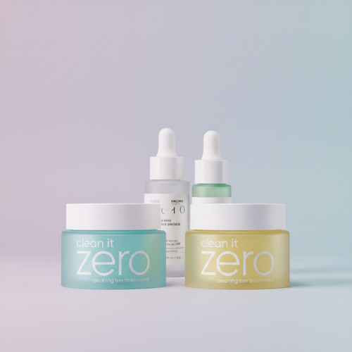 Mini skincare jars with cool tones